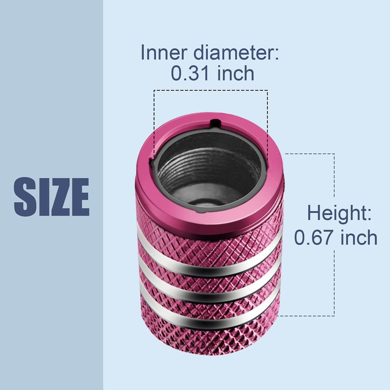 DECURCAR Tire Valve Stem Cap Cover - (5 Pack) Tire Air Cap Metal with Plastic Liner Corrosion Resistant Leak-Proof Rock and Roll for Car Truck Motorcycle Bike Pink - Image 3